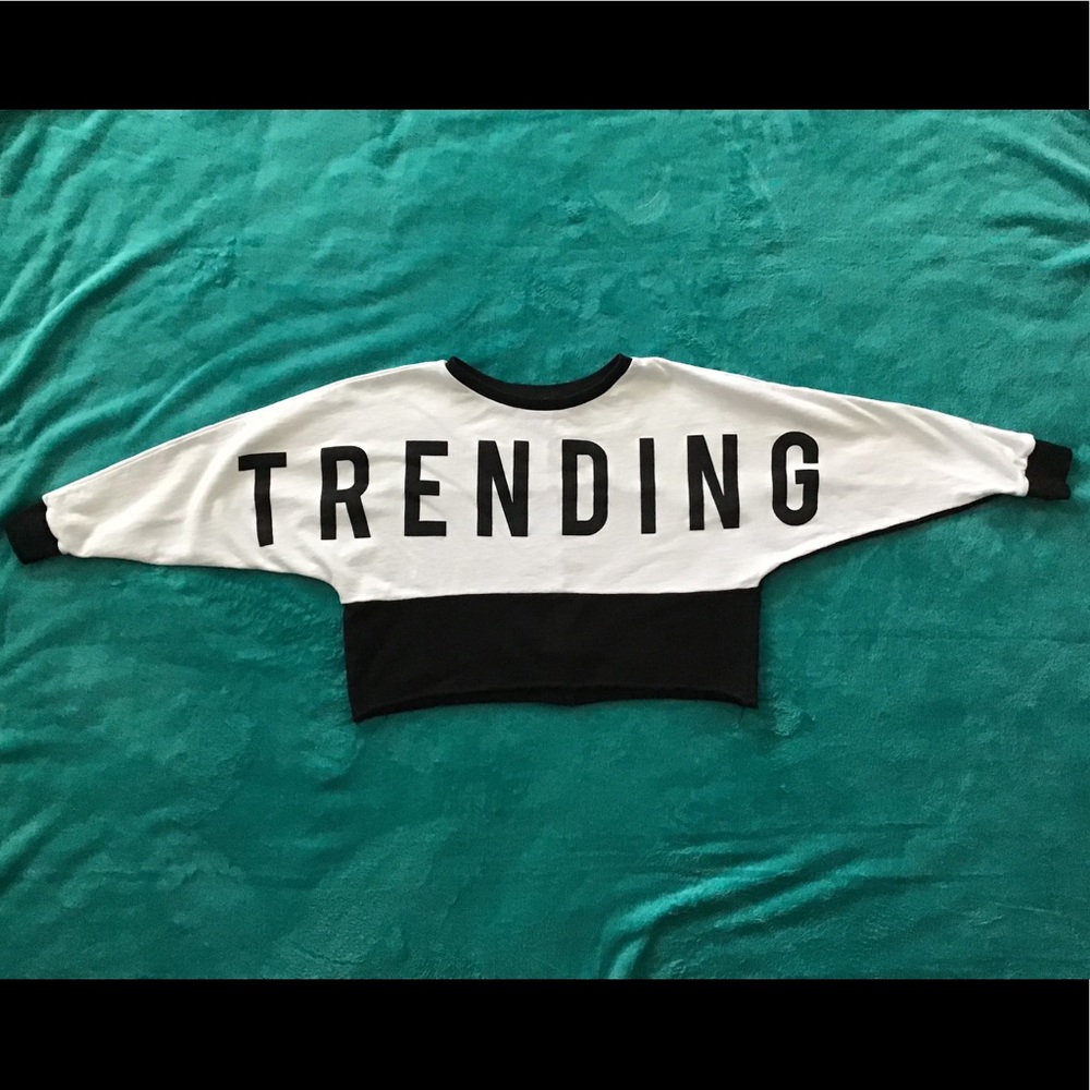 Justice black and white crop sweatshirt